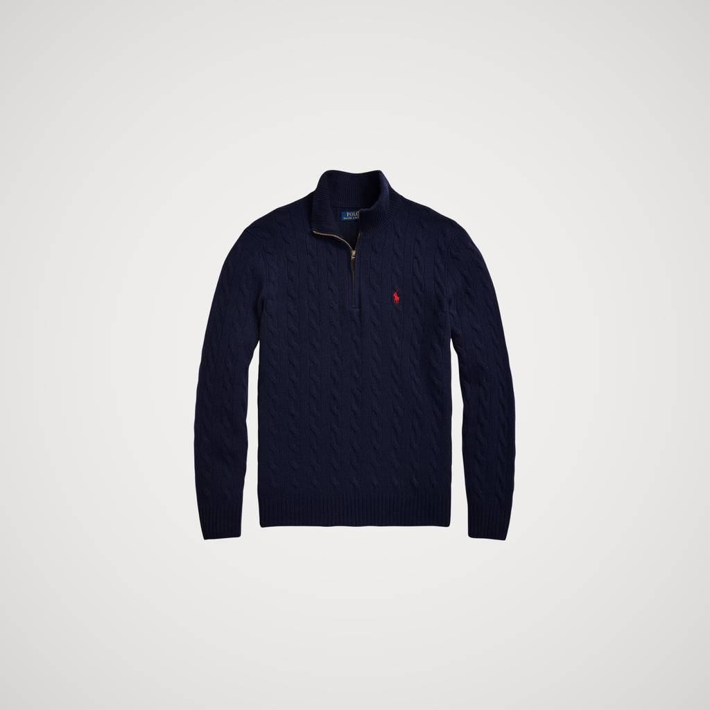 Polo Ralph Lauren Cable-Knit Quarter-Zip Jumper Save to Wishlist "Hunter Navy"