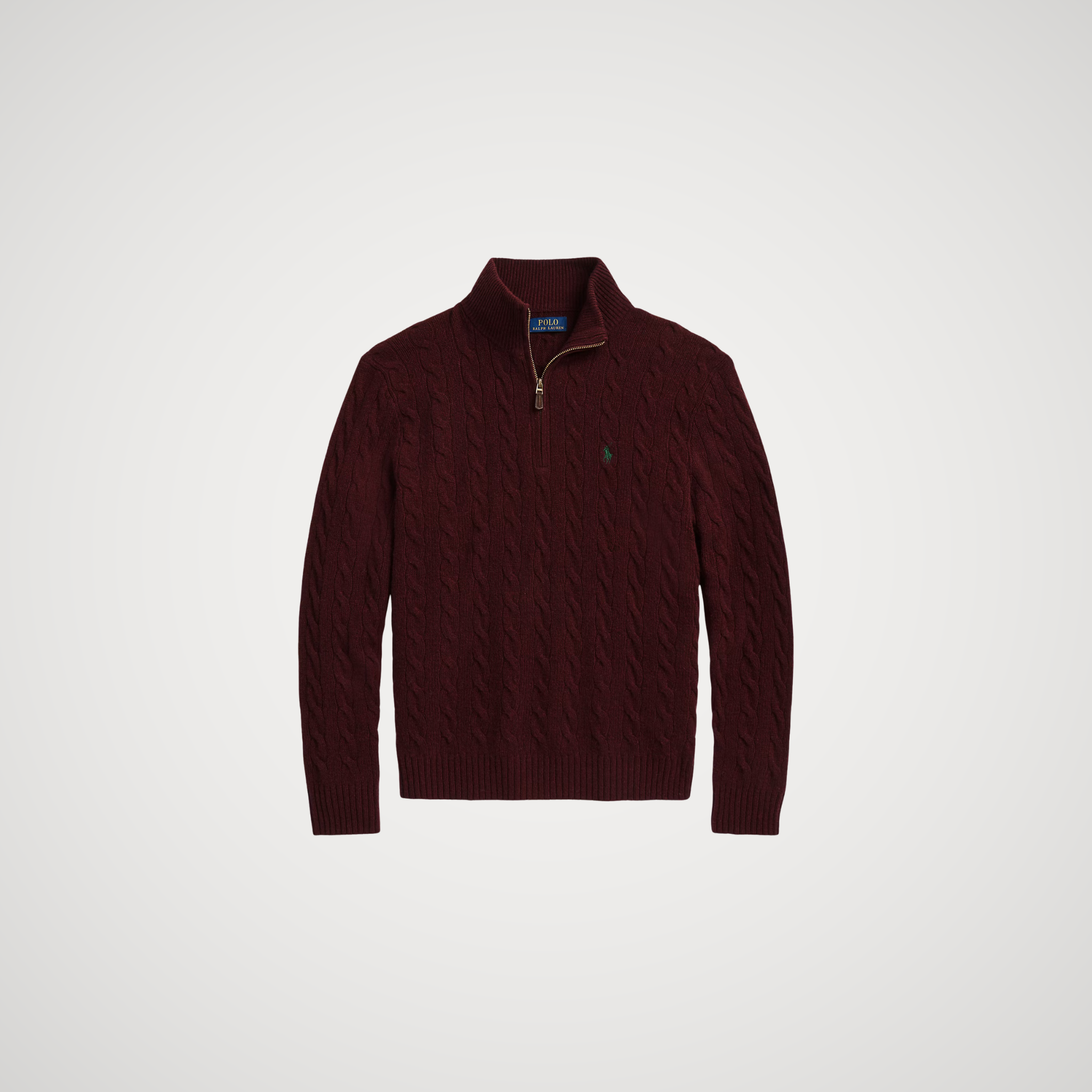 Polo Ralph Lauren Cable-Knit Quarter-Zip Jumper Save to Wishlist "Aged Wine Heather"