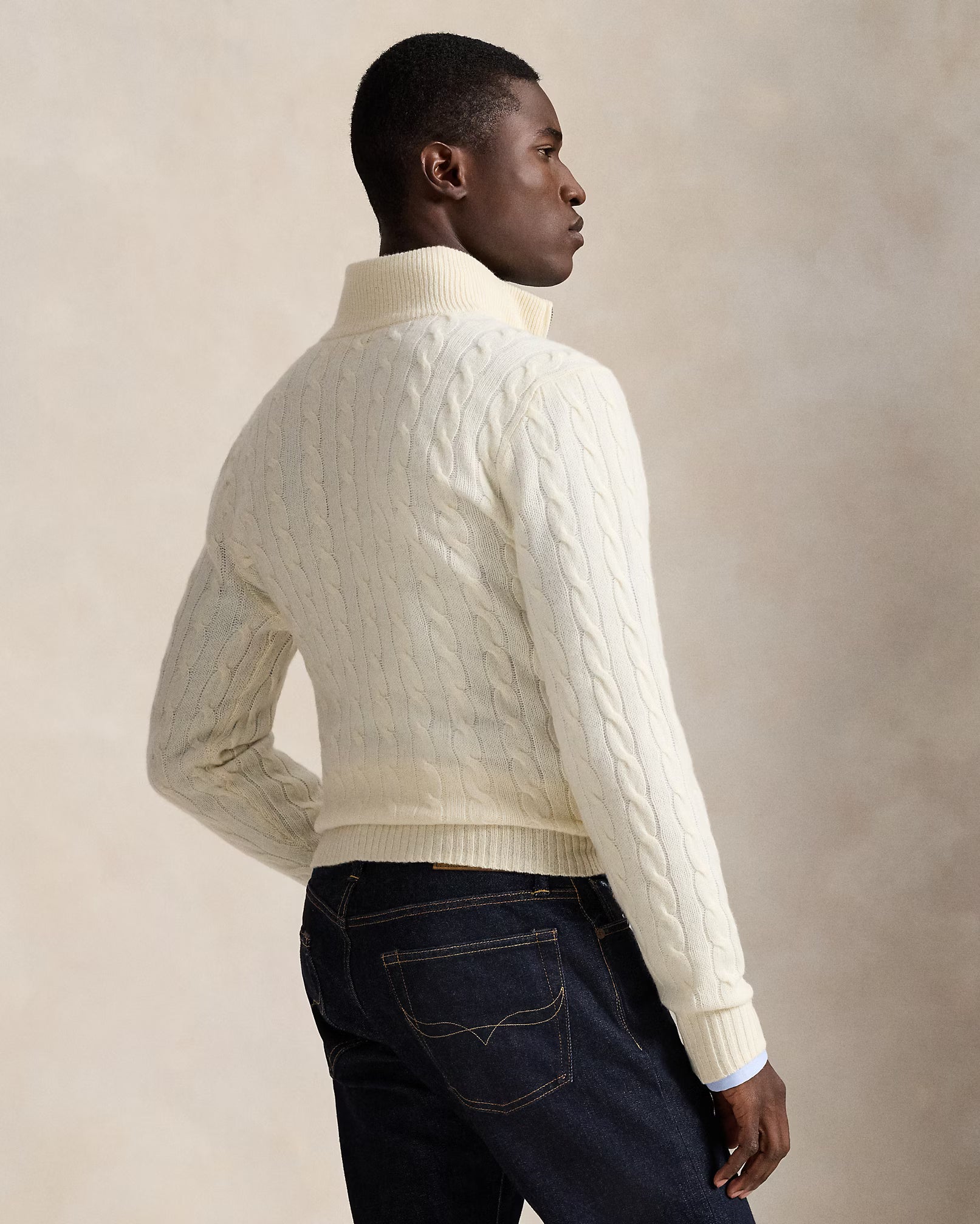 Polo Ralph Lauren Cable-Knit Quarter-Zip Jumper Save to Wishlist "Andover Cream"