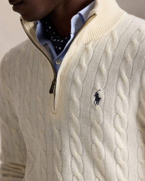 Polo Ralph Lauren Cable-Knit Quarter-Zip Jumper Save to Wishlist "Andover Cream"