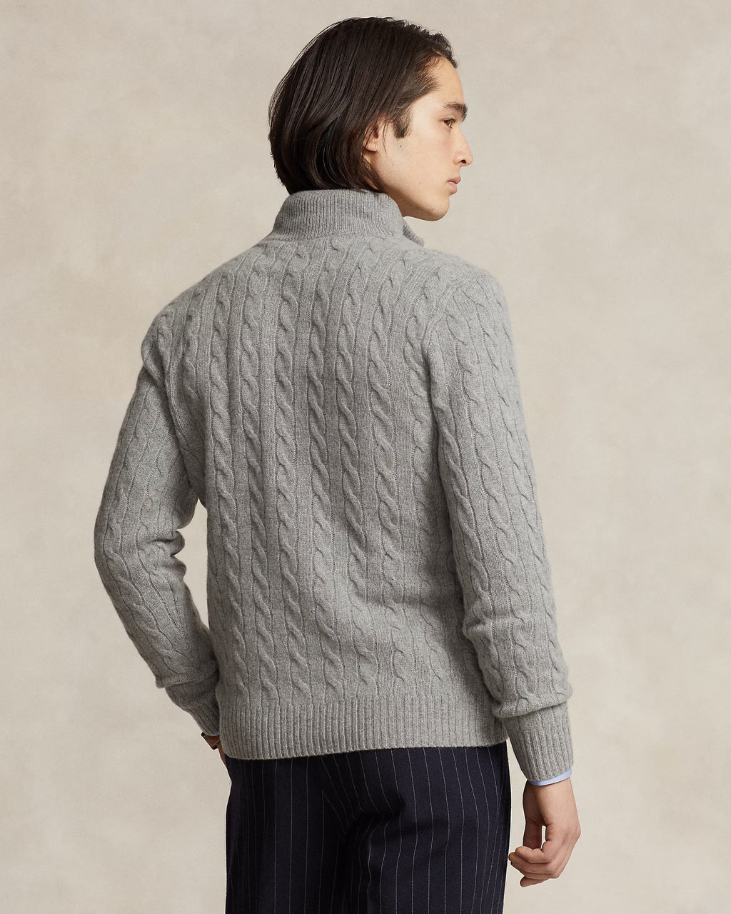 Polo Ralph Lauren Cable-Knit Quarter-Zip Jumper Save to Wishlist "Fawn Grey Heather"