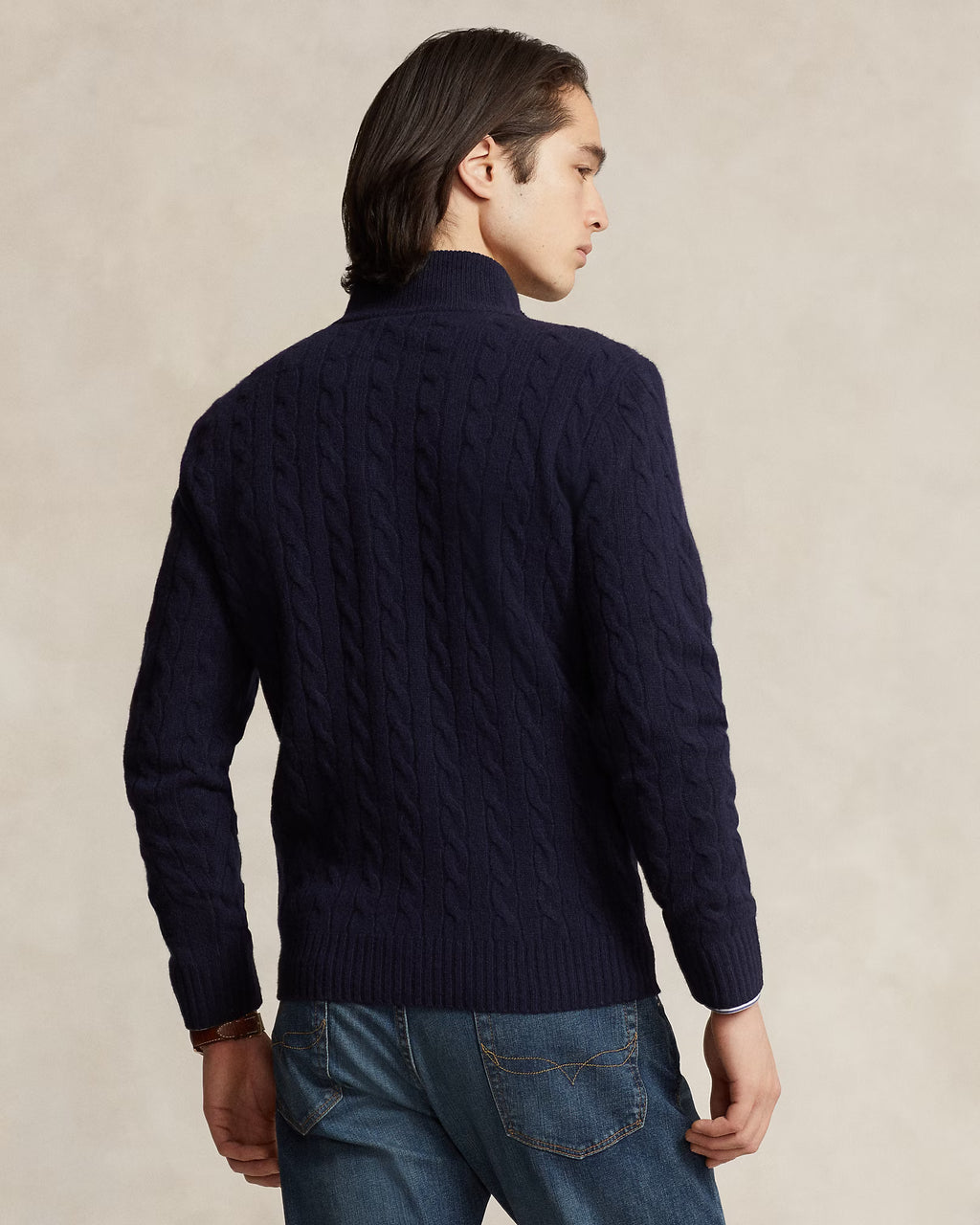 Polo Ralph Lauren Cable-Knit Quarter-Zip Jumper Save to Wishlist "Hunter Navy"